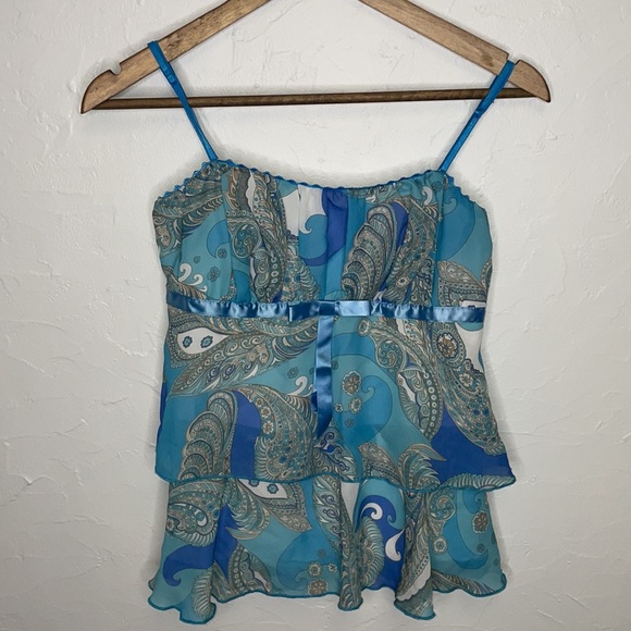 Rampage Blue Paisley Layered Tank Top - Picture 6 of 8